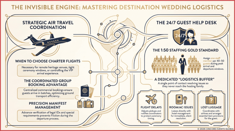 Managing Charter Flights and 247 Guest Help Desks for Destination Weddings
